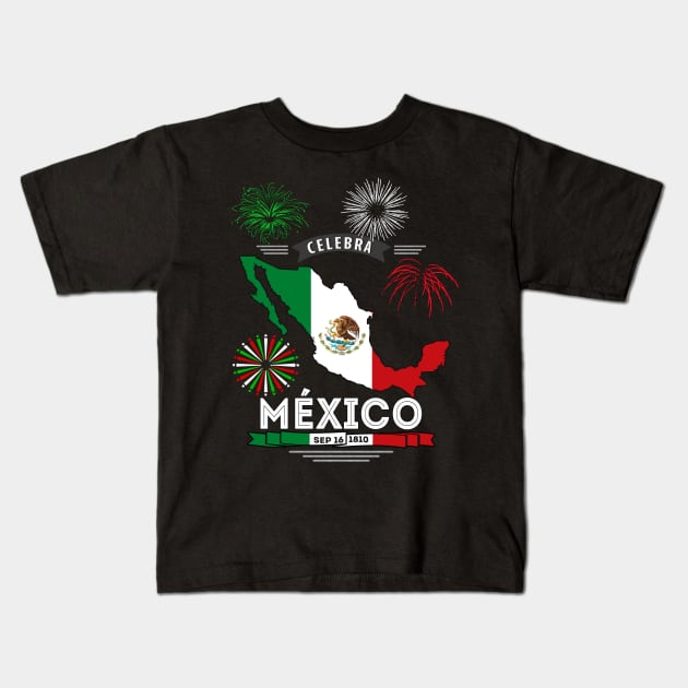 Celebrando Mexico Playera de la Independencia de Mexico Mexican Independence Day Kids T-Shirt by soccer t-shirts